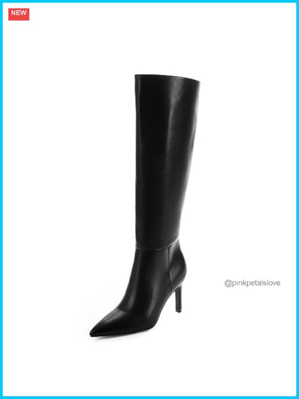 Knee High Boots Pointed Toe Stiletto Heel Faux Leather Tall Womens
